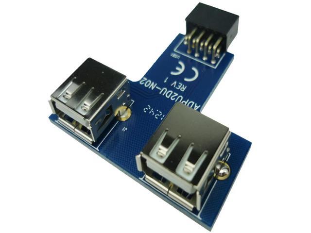 FOR Motherboard USB 2.0 9Pin Female to 2 Port A Female Adapter Converter PCB Board Card Internal PC Case