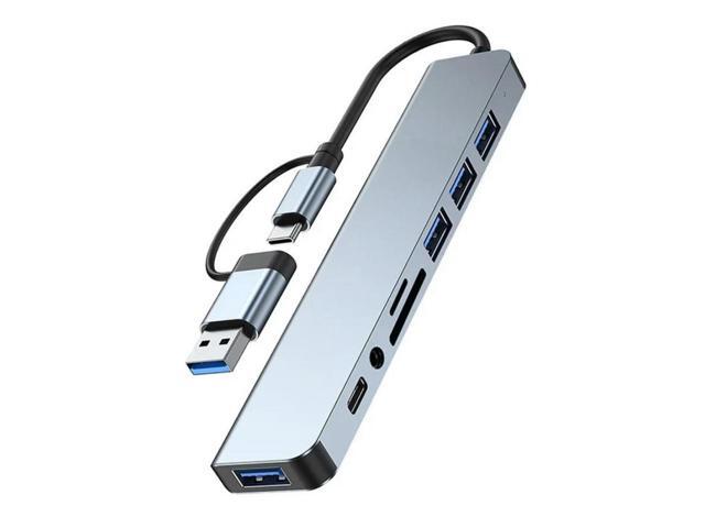 FOR 8 In 2 USB +Type C HUB Docking Station With 3.5Mm Audio Jack Adapter SD Card Reader Laptop Tablet Disk Converter