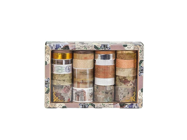 FOR 24 Rolls Retro Washi Tapes For Scrapbooking, Decorative Adhesive Masking Tap