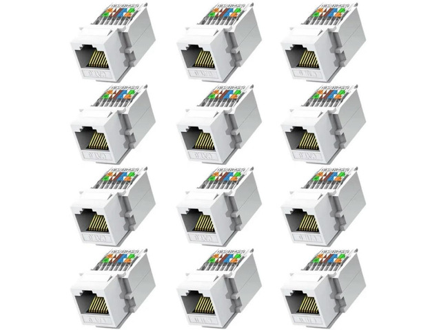 FOR RJ45 Ethernet Module Jack Cat6 Toolless Coupler 12PCS Female To Female Panel(In For Patch Panels)