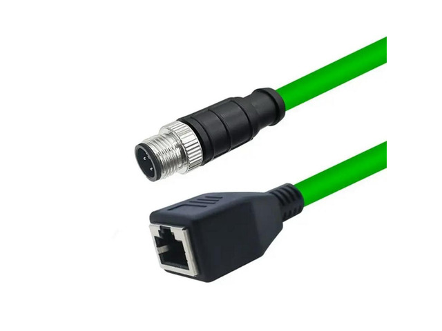 FOR Industrial Line Extension Wire D Type RJ45 4 Pin Male To RJ45 Female Shielded CAT6 Ethernet Network Cable 1M