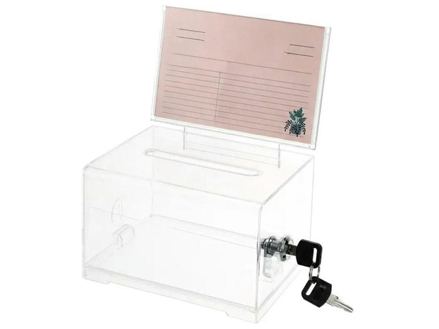 FOR Clear Acrylic Business Card Holder Storage Box Suggestion Ballot Raffle Donation Trading Card Desk Accessories Organizer Ga