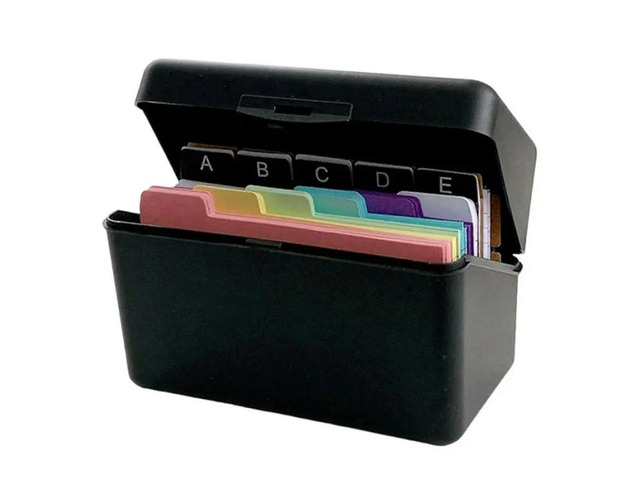 FOR Ideal For Notes, Recipes& More-3X 5 Index Card Holder Box With 180 Tabbed Dividers In Black