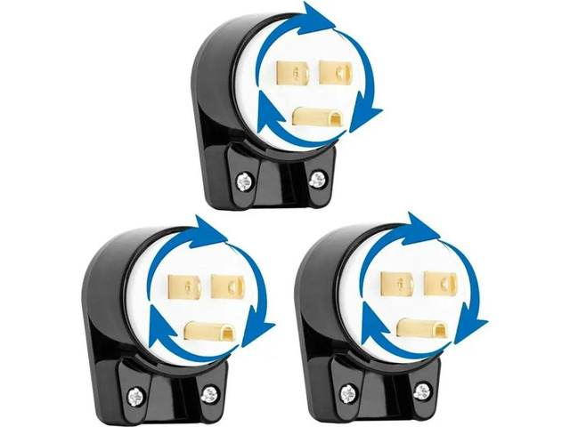 FOR DIY Required, Nema 5-15P 90 Degree Male Plug 1 Set(3Pcs), ETL Listed, 15A 12
