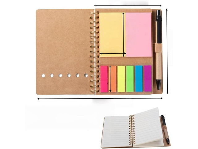 FOR 3 Packs Spiral Notebook Steno Pads Lined Notepad With Pen In Holder, Sticky 
