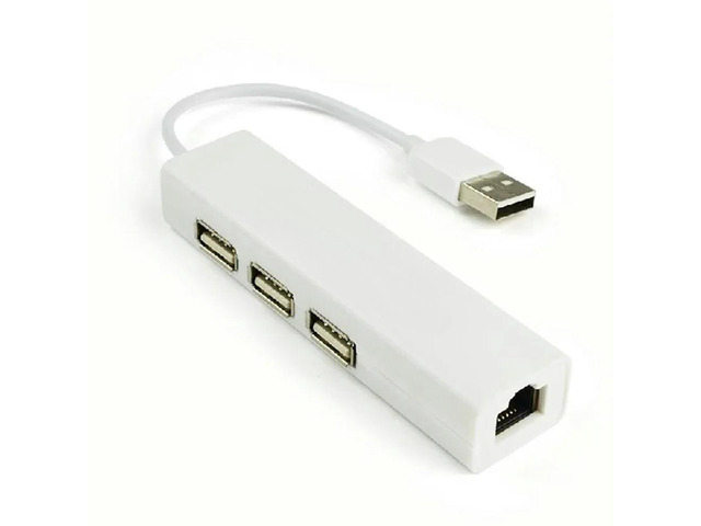 FOR USB to RJ45 Lan Card Ethernet Network Adapter Cable 3 Port Hub 2 in 1 Win7 8 XP