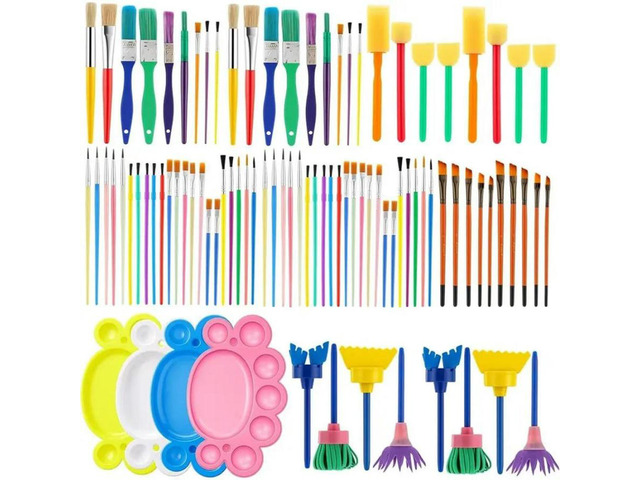 FOR 94Pc Paint Brush Set All Purpose With Assorted Colorful Washable Art Brushes