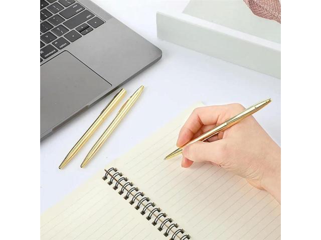 FOR Sleek 50Pcs Gold Metallic Mini Ballpoint Pens For Home Office, Black Ink, Retractable Conical 1.0Mm Penpoint