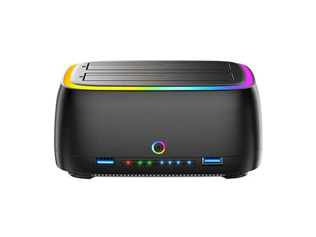 FOR Dual-Bay RGB Hard Drive Station HUB/TF/SD USB3.0 To SATA Type-C HDD Docking 