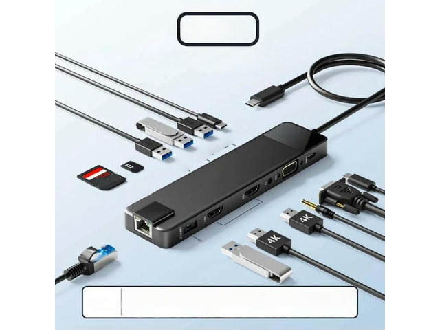 FOR TC100 13-In-1 USB C Hub 3.0 High Speed Docking Station 4K -Compatible USB Sp