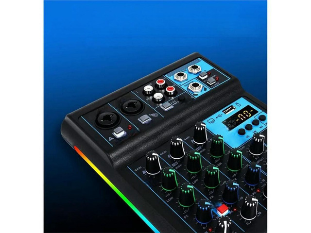 FOR Professional Audio 4CH RGB Sound Card Mixer+ Microphone 4 Channel Sound Mixi