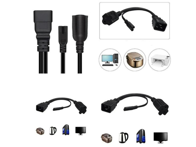 FOR IEC320 C20 to C7+5-20R Power Cord, C20 Male to IEC320 C7+Nema 5-20R Female Connectors Adapter Cable