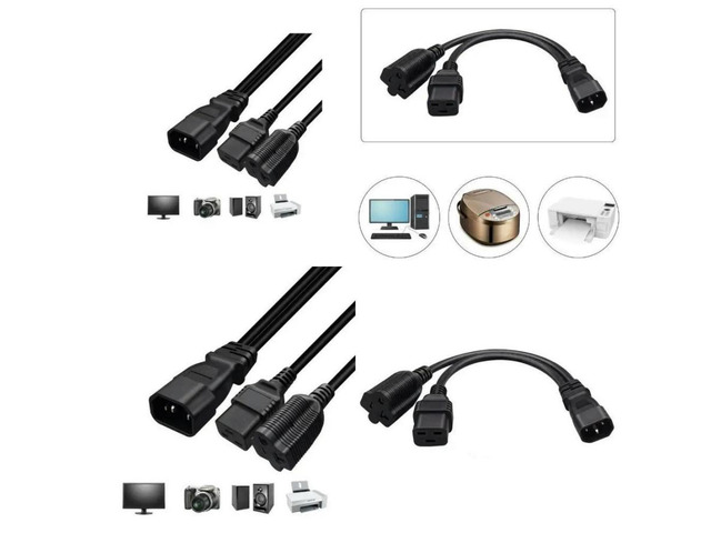 FOR IEC320-C14 Male to Nema 5-20R+IEC320C19 Female Power Supply Converter Cable