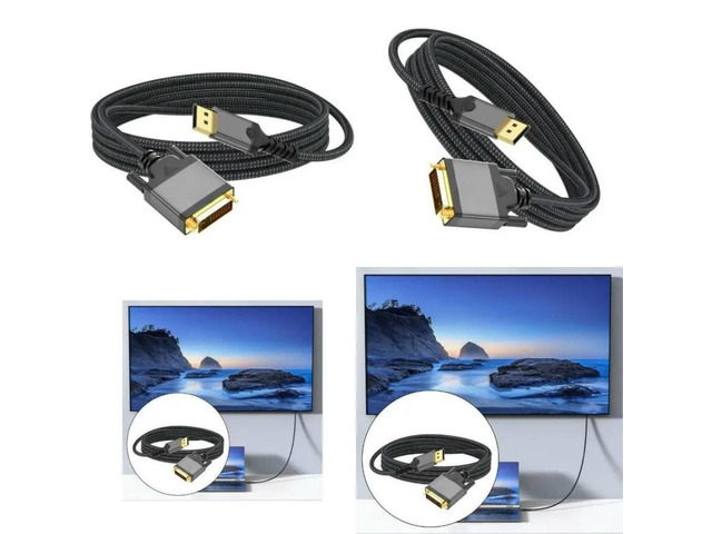 FOR 2m DP to DVI Adapter Cable Wire 1080P 60Hz Video Cord Display Screen HDTV Pr