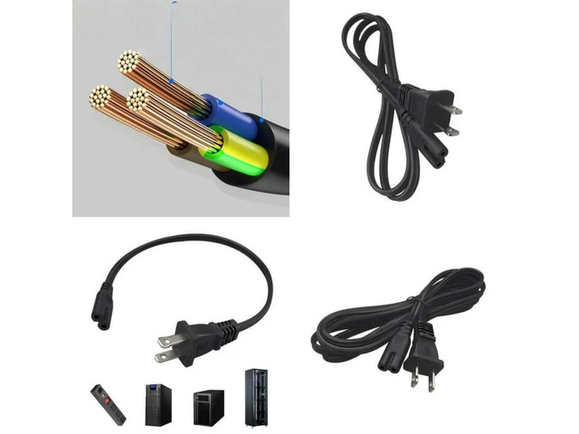 FOR US 2Prong 2Pin Male to IEC320 C7 Female Power Cable Extended Cord for TV Monitors