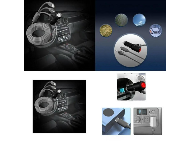 FOR 1M Car Cable 3 Output Quick Technology PVC for Devices