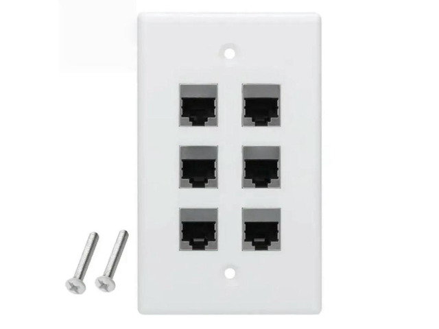 FOR 652F Ethernet Wall Plate 1-6 Port Cat7 Keystones Couplers Female to Female W