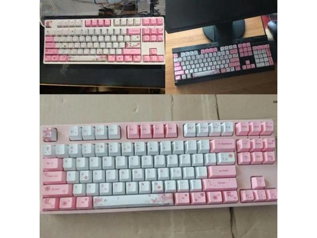 FOR 104+9Keys Set Profile Keycaps PBT Dye Sublimation Keycaps for Kailh Cherry MX Switches Cherry Blossom