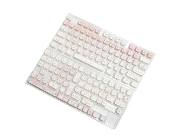 FOR Unique Party Kitten Keycap Set,134Keys Cartoon Keycaps MAO Height Heat Subli