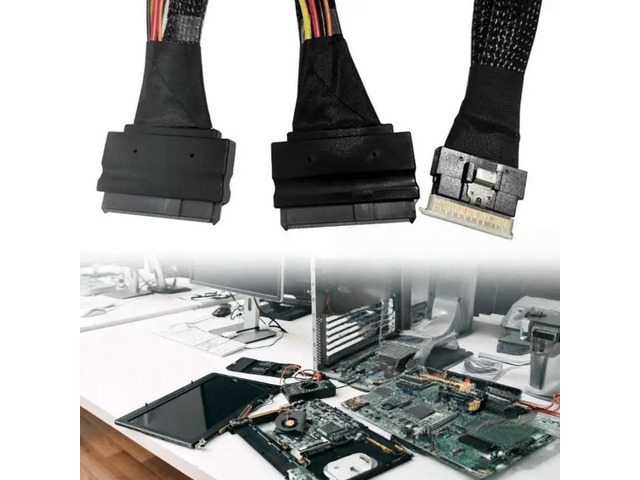 FOR SFF8654(8i) to 2SFF-8639 NVME Adapter Cable, 31.5inch SFF 8654 to SFF 8639 with Power for Workstations