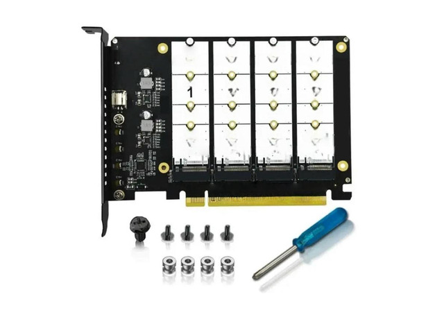FOR 4 Slot M.2 SSDs to PCIE x16 Converter for Fast Data Transfer No Speed Loss