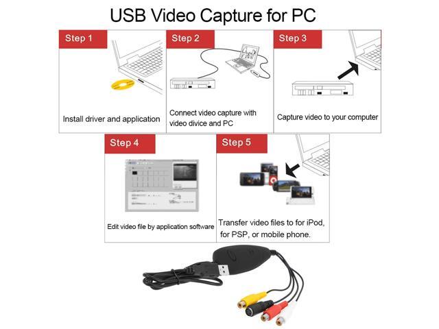 USB 2.0 Video Capture HD Video Converter Recorder Convert Analog Video Audio to Digital Format for Windows 7 8 10