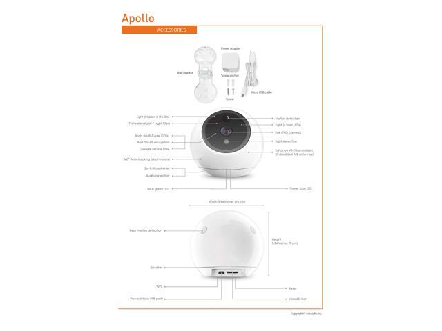 Amaryllo Apollo: 360° Wireless Security Camera with 256-bit Military Grade Encryption, 1080p Night Vision, PTZ, 2-Way Audio, Unlimited Cloud...
