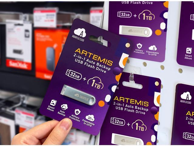 Amaryllo Artemis 2-in-1 1TB Cloud Storage + 32GB USB 2.0 Flash Drive with Auto Backup (USB Stick, Thumb Drive, Memory Stick)
