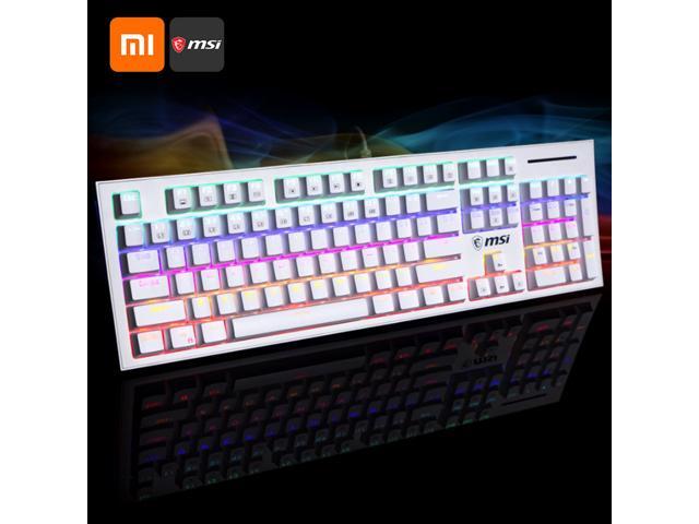 Xiaomi Youpin MSI Mechanical Gaming Keyboard GK50Z RGB LED Backlit Wired Keyboard with Blue Switches for Windows Gaming 104 Keys White