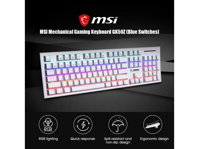 Xiaomi Youpin MSI Mechanical Gaming Keyboard GK50Z RGB LED Backlit Wired Keyboard with Blue Switches for Windows Gaming 104 Keys White