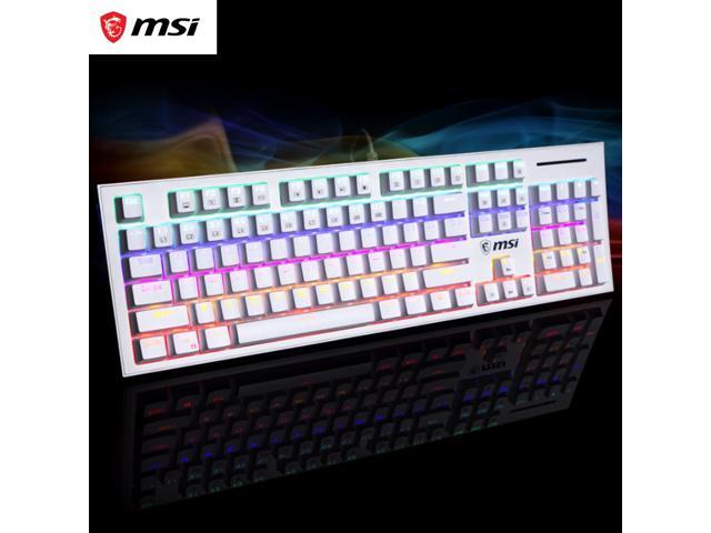 Xiaomi Youpin MSI Mechanical Gaming Keyboard GK50Z RGB LED Backlit Wired Keyboard with Blue Switches for Windows Gaming 104 Keys White