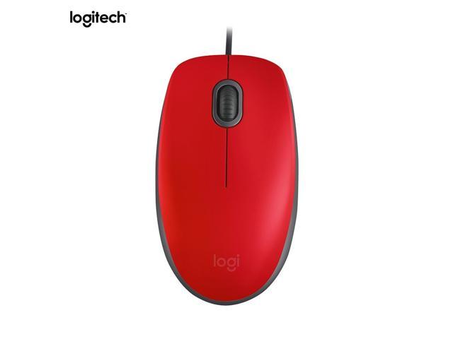 Logitech M110 USB Wired Optical Mouse Full-size Mute Office Mouse Ergonomic Mice Plug & Play for Desktop Computer Laptop Red