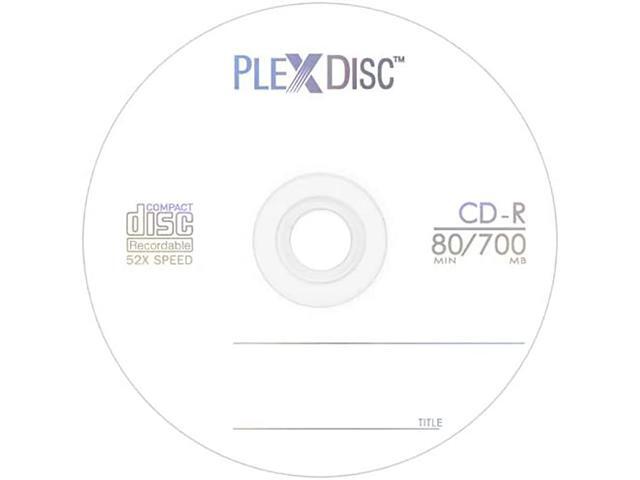 PlexDisc CD-R 700MB 80 Minute 52x Recordable - 100 Pack Cake Box 631-805-BX, 100 Discs