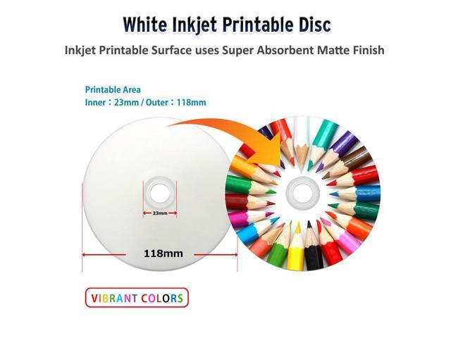 Vinpower Digital DVD-R 4.7GB 16x White Inkjet Printable Hub Recordable Media - 100 Disc Cake Box Spindle
