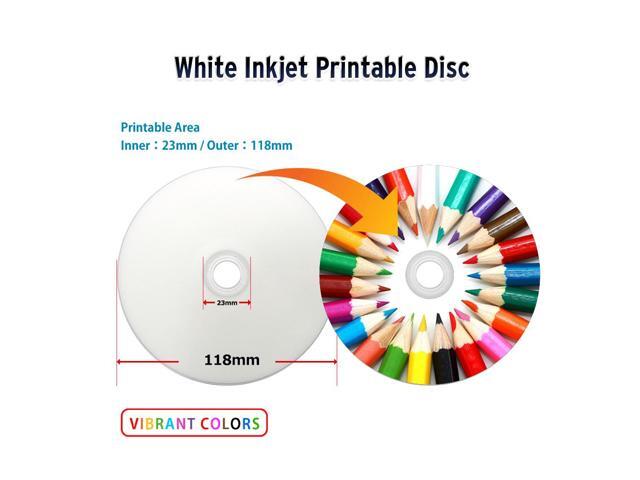 Vinpower Digital Blue AZO CD-R 700MB 52X White Inkjet Hub Printable Recordable Media Disc - 100pk Cake Box (FFB), 100 Discs