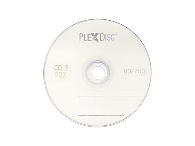 PlexDisc CD-R 700MB 52X Logo Top Recordable Media - 50pk Cake Box (FFP) 631-814-BX, 50 Discs