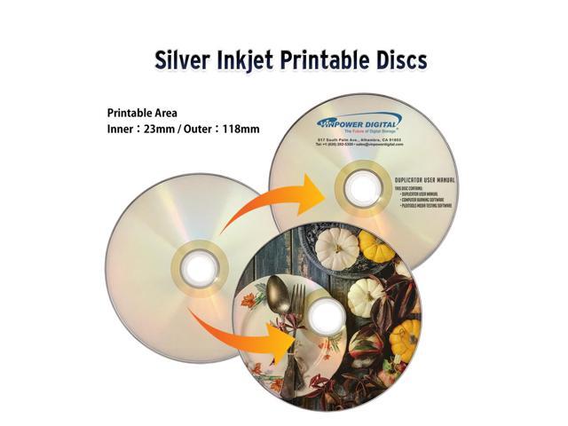 PlexDisc DVD-R 4.7GB 16X Silver Inkjet Printable Surface Hub Printable - 100pk Cake Box (FFP) 632-315-BX, 100 discs