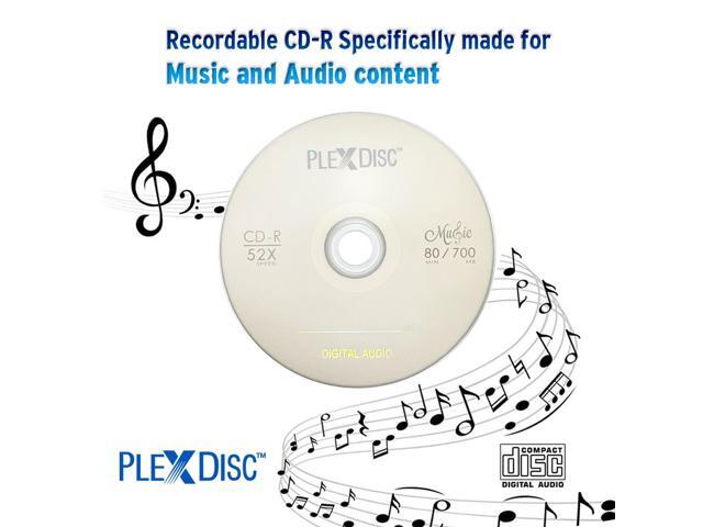 PlexDisc 52x 700 MB Digital Audio Music CD-R for Reliable Audio Recording and Playback, 100 Discs