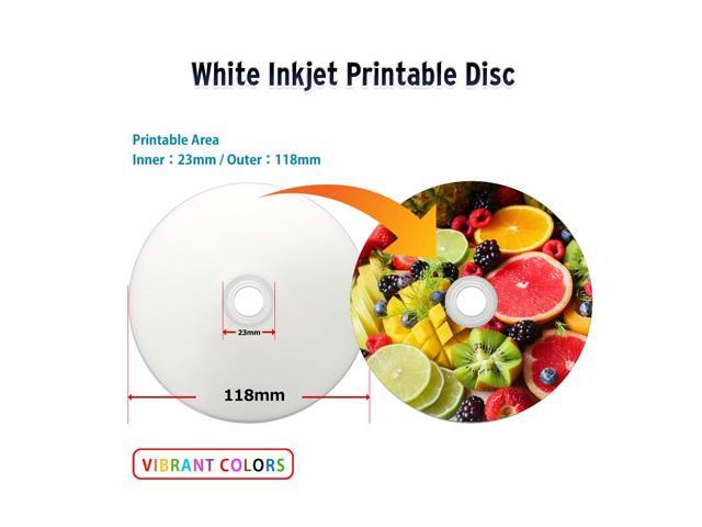 PlexDisc TY Series Blue CD-R 52X 700MB Music Digital Audio White Inkjet Hub Printable Recordable Media Disc - 50pk Cake Box 669-214-Y-BX, 50 Discs