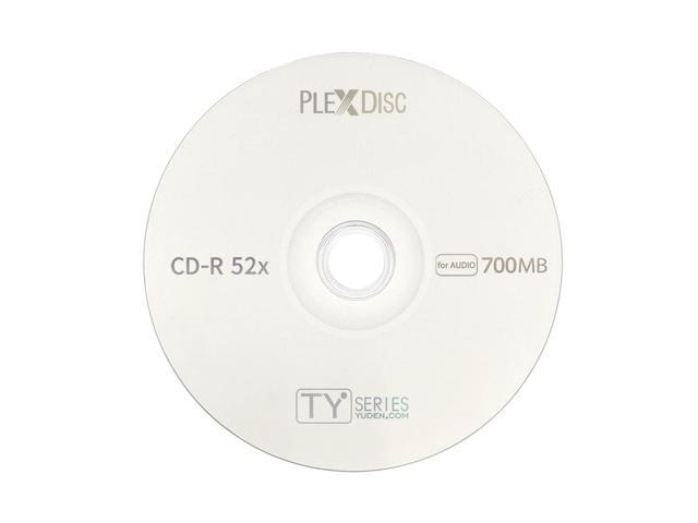PlexDisc TY Series Blue CD-R 52X 700MB Digital Audio Logo Top Recordable Media Disc - 50pk Cake Box 669-814-BX (FFB), 50 Discs