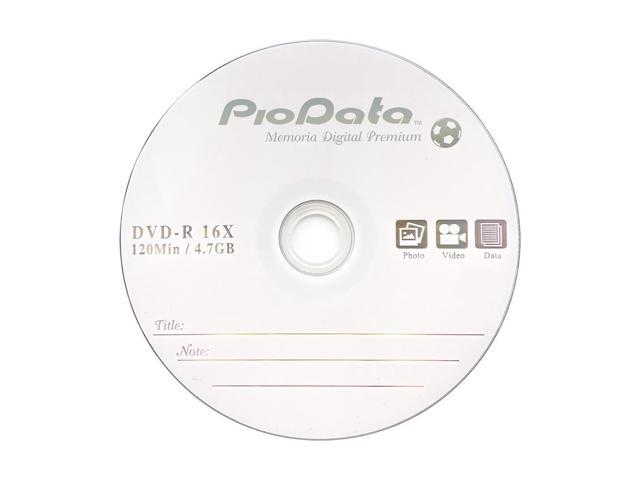 Piodata DVD-R 4.7GB 16X Logo Top Blank Media - 100 Disc Cake Box Spindle