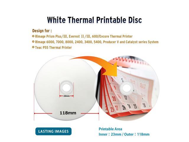 PlexDisc 52X 700MB White Thermal Hub Printable CD-R 100 Packs Disc Model 631-415-BX