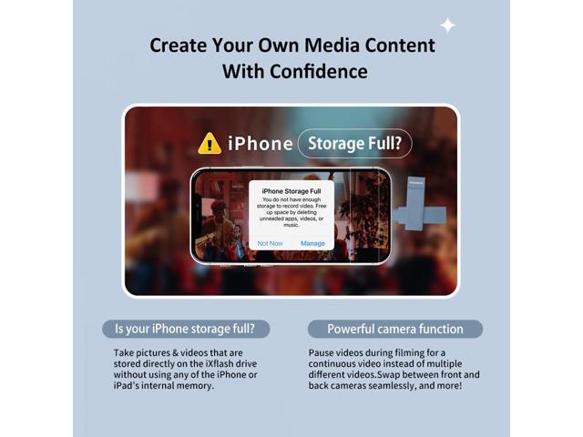 PioData Apple MFi Certified iXflash 512GB Backup Flash Drive 2-in-1 USB for iPhone, iPad, and Computer, USB Type A & Lightning, Best Photo Stick...