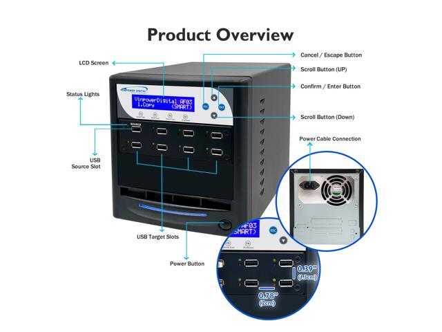 Vinpower Compact USB 1 to 7 Multiple Pen Drive Memory Card USB Duplicator/Copier with Asynchronous Duplication