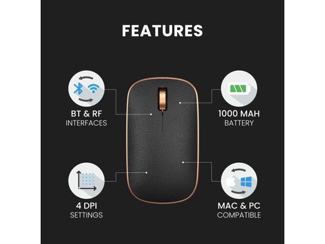 AZIO Retro Classic Bluetooth Mouse - Genuine Leather Topped with Pixart Precision Tracker Colour Artisan (RM-RCM-L-03)
