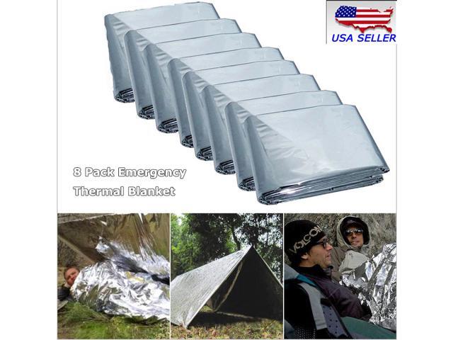 Intsupermai 84' X52' 8 Pack Emergency BLANKET Thermal Survival Rescue Blanket Safety Insulating Mylar Hiking Outdoors Camping Emergency Space