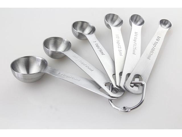 Intsupermai Stainless Steel Measuring Spoons Set of 6 with D-RING Holder