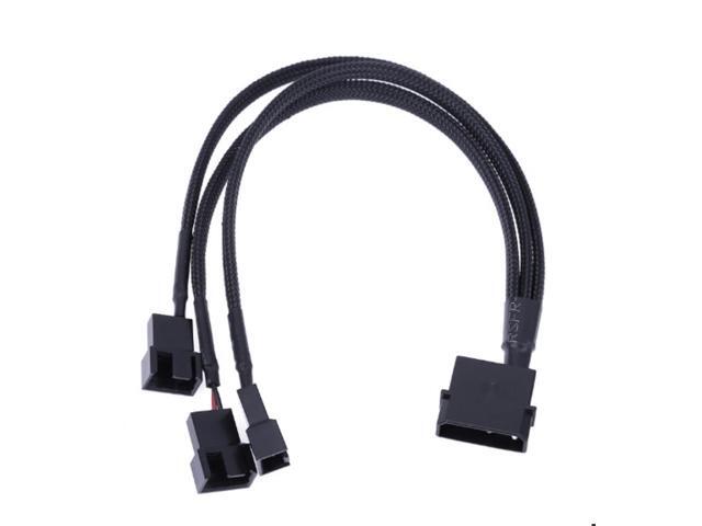 4Pin IDE Molex to 3 Port 3Pin/4Pin Cooler Fan Splitter Power Cable Extension Cord Black Sleeved Braided cable connector