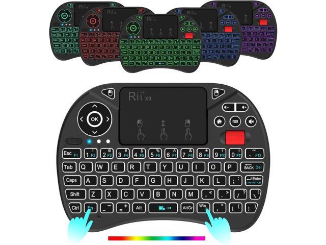 Rii X8 Mini Keyboard,2.4GHz Portable Wireless Keyboard with Touchpad Mouse,RGB Backlit,Rechargeable Battery for Android TV Box/Mac/PC/Nvidia Shield