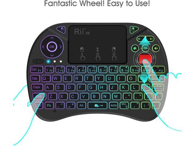 Rii X8 Mini Keyboard,2.4GHz Portable Wireless Keyboard with Touchpad Mouse,RGB Backlit,Rechargeable Battery for Android TV Box/Mac/PC/Nvidia Shield
